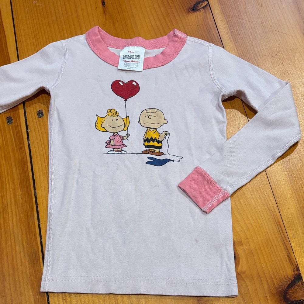 HANNA ANDERSSON x Peanuts 110 Pink Charlie Brown Applique Organic Pajama Top